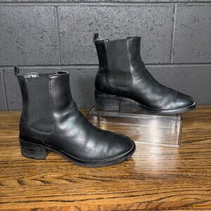 Rockport Women’s 7.5 Black Leather Chelsea Ankle Boots Low Heel